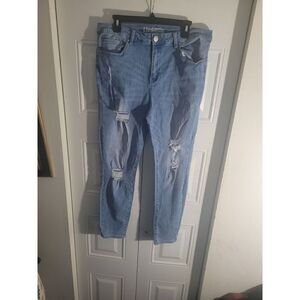 Rodanthe Jeans Woman’s Rip Boyfriend Distressed Blue Jeans Size 16 Super Skinny